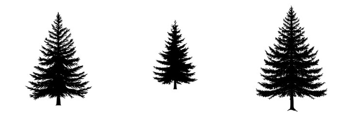 Poster - A flat design silhouette of a Christmas tree, represented as a black icon isolated on a white background.