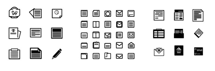 Aufkleber - Set of monochrome document and folder glyph icons.