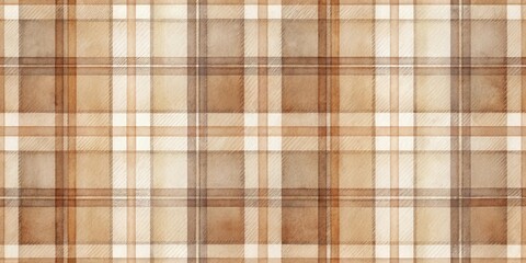 Aufkleber - Watercolor Plaid Pattern in Warm Neutral Tones for Rustic Design and Background Applications