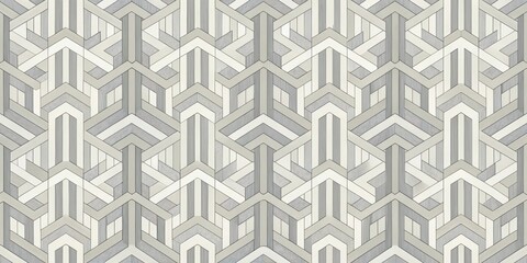 Aufkleber - Abstract Geometric Pattern with Interlocking Lines and Shapes in Shades of Gray and White