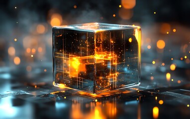 Poster - Flying cube in 3D