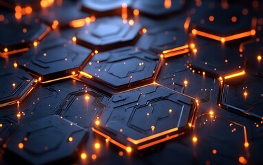 Poster - Futuristic hexagonal 3D design