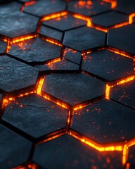 Poster - Futuristic hexagonal 3D surface