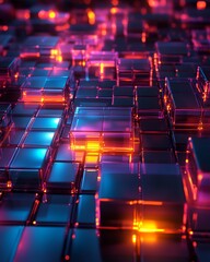 Poster - Geometric 3D rendering with squares and cubes