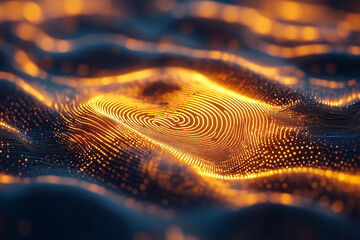 Fototapete - Digital wave pattern with glowing lines and textures in vibrant colors. Generative AI