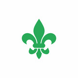 mardi gras symbol, fleur de lis simple logo, green, purple and yellow vector design element
