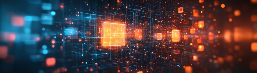 Poster - 3D abstract background with a square tunnel
