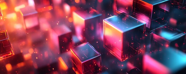 Poster - 3D abstract composition with geometric shapes