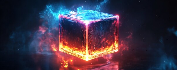 Poster - 3D abstract floating cube
