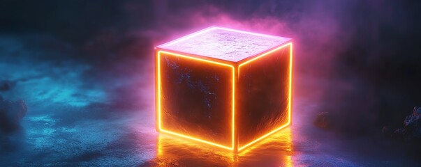 Poster - 3D abstract floating cube