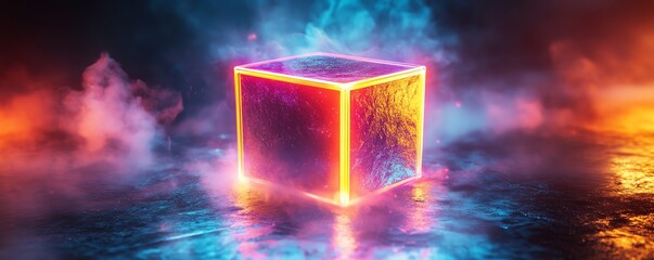 Poster - 3D abstract floating cube