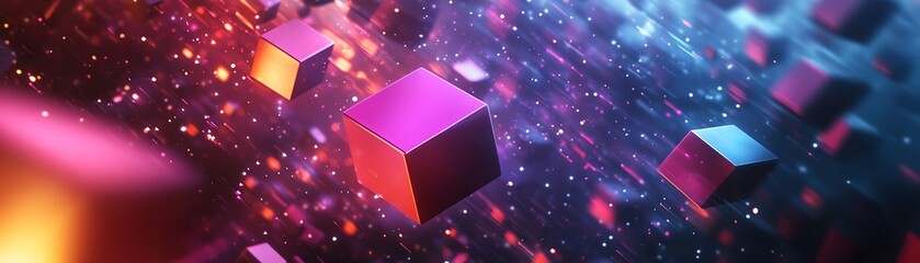 Poster - 3D abstract square tunnel