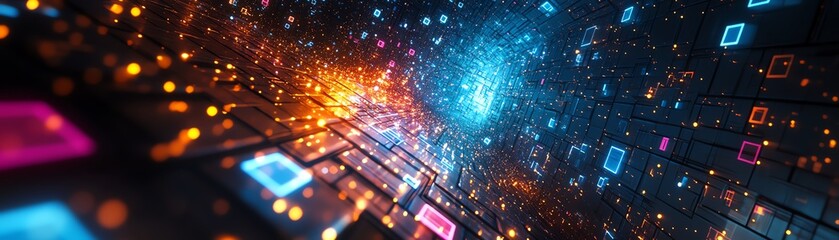 Poster - 3D abstract square tunnel