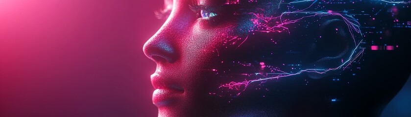 Poster - 3D polygonal human face profile