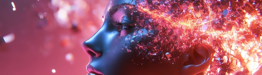 Poster - 3D polygonal human face profile