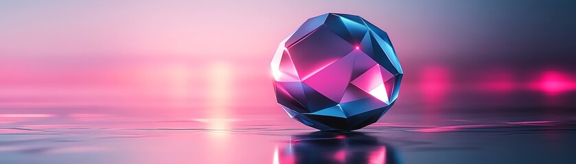 Poster - 3D render of a low poly sphere