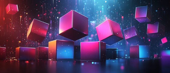 Poster - Abstract 3D composition of geometric shapes