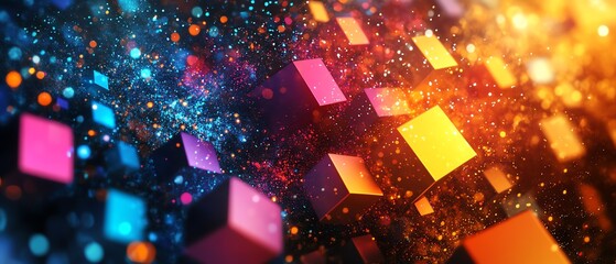 Poster - Abstract 3D composition of geometric shapes