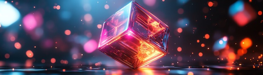 Poster - Abstract 3D flying cube