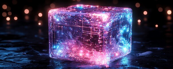 Poster - Abstract 3D flying cube