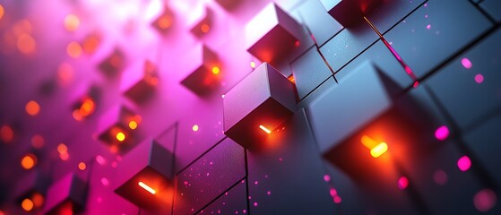 Poster - Abstract 3D geometric design with cubes and squares