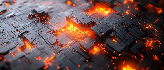 Poster - Abstract 3D rendering of a surface with hexagons