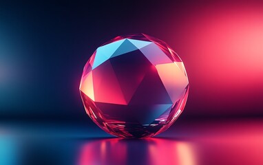 Poster - Abstract 3D rendering of a low poly sphere