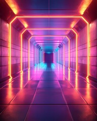 Poster - Abstract 3D tunnel with square shapes