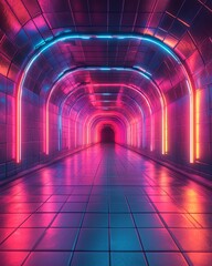 Poster - Abstract 3D tunnel with squares