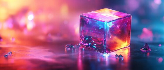 Poster - Abstract flying cube in 3D