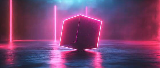 Poster - Abstract flying cube in 3D