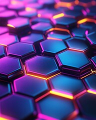 Poster - Abstract futuristic surface with hexagons