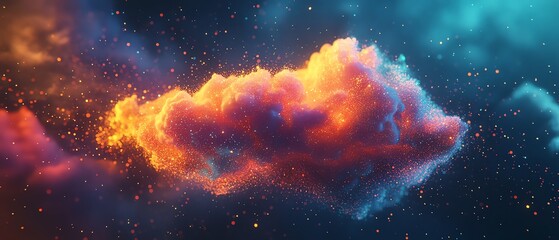 Poster - Full data storage concept with cloud symbol painted by colorful graphic dots