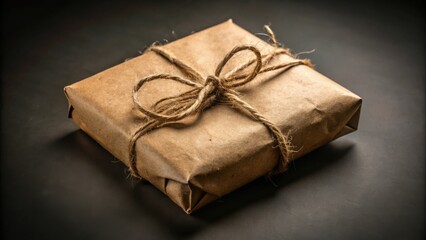 Poster - A simple, rustic gift wrapped in brown paper and tied with twine, a symbol of heartfelt care and thoughtful presentation