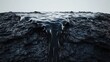 © trimiati - water like black oil falling down a flat slope, smooth, photorealistic, dark and blue atmosphere