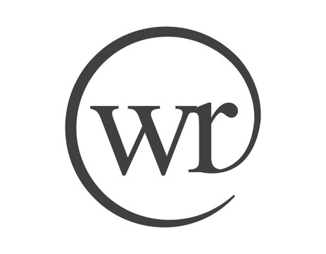 WR logo from two letter with circle shape email sign style. W and R round logotype of business company