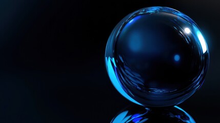 Poster - reflective blue orb on a dark surface