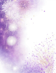Wall Mural - background with fireworks - abstract purple fireworks watercolor background - Generative AI