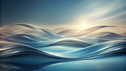 Aufkleber - Abstract Wavy Lines Against a Blue Gradient Background with a Bright Light Source at the Top
