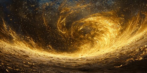 Wall Mural - Large, swirling mass of gold and stars