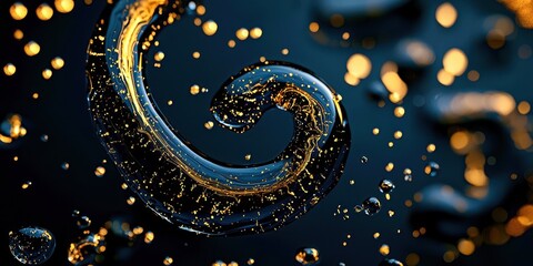 Poster - Swirl of water with gold glitter in it