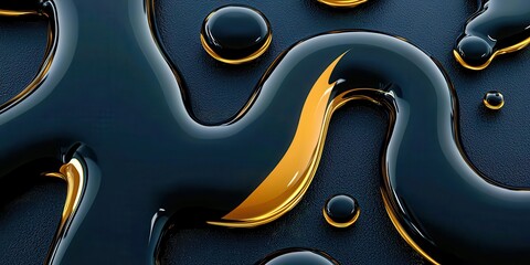 Poster - Black and gold liquid with a yellow line