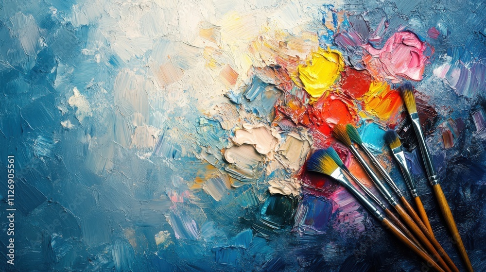 Artistic brushes create vibrant textures artist studio digital art ...