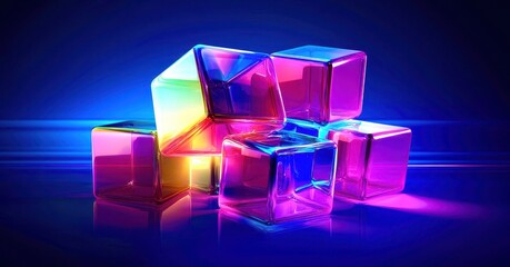 Aufkleber - Bunch of cubes are on a blue background