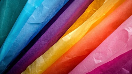 Aufkleber - Colorful tissue paper sheets stacked neatly at craft studio art supplies vibrant textures close-up view creative inspiration