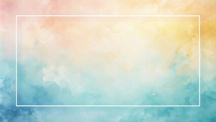 Poster - Abstract watercolor background with a white rectangle in the center for text or design elements