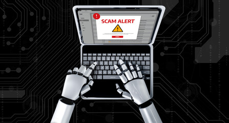 Poster - cyber security software show alert of cyber attack for protection snugly. danger from virus, phishin