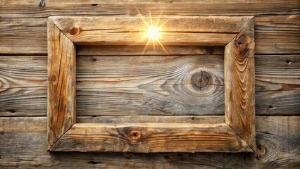 Poster - Rustic Wooden Frame with a Glowing Sunbeam, Ideal for Rustic Decor, Vintage Design, and Farmhouse Aesthetic