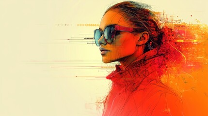 Wall Mural - Abstract portrait of a woman in stylish sunglasses.