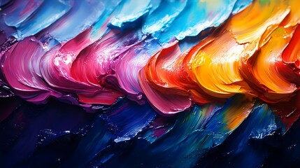 Wall Mural - A painting of a colorful wave with a blue and yellow stripe